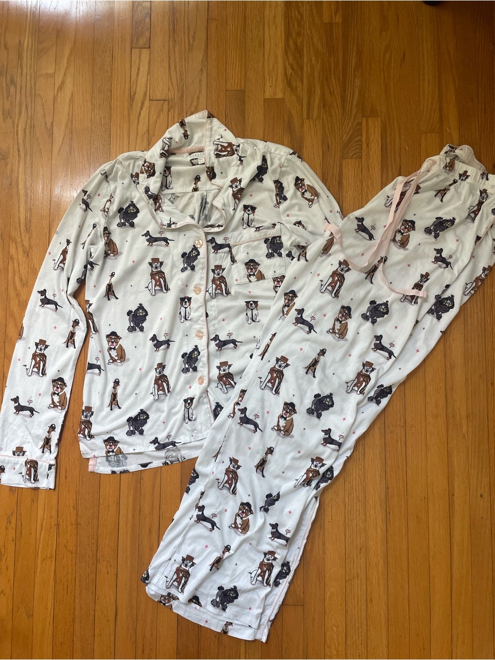 PJ Salvage Long Sleeve Cotton Modal Dog Pajama Set - Medium